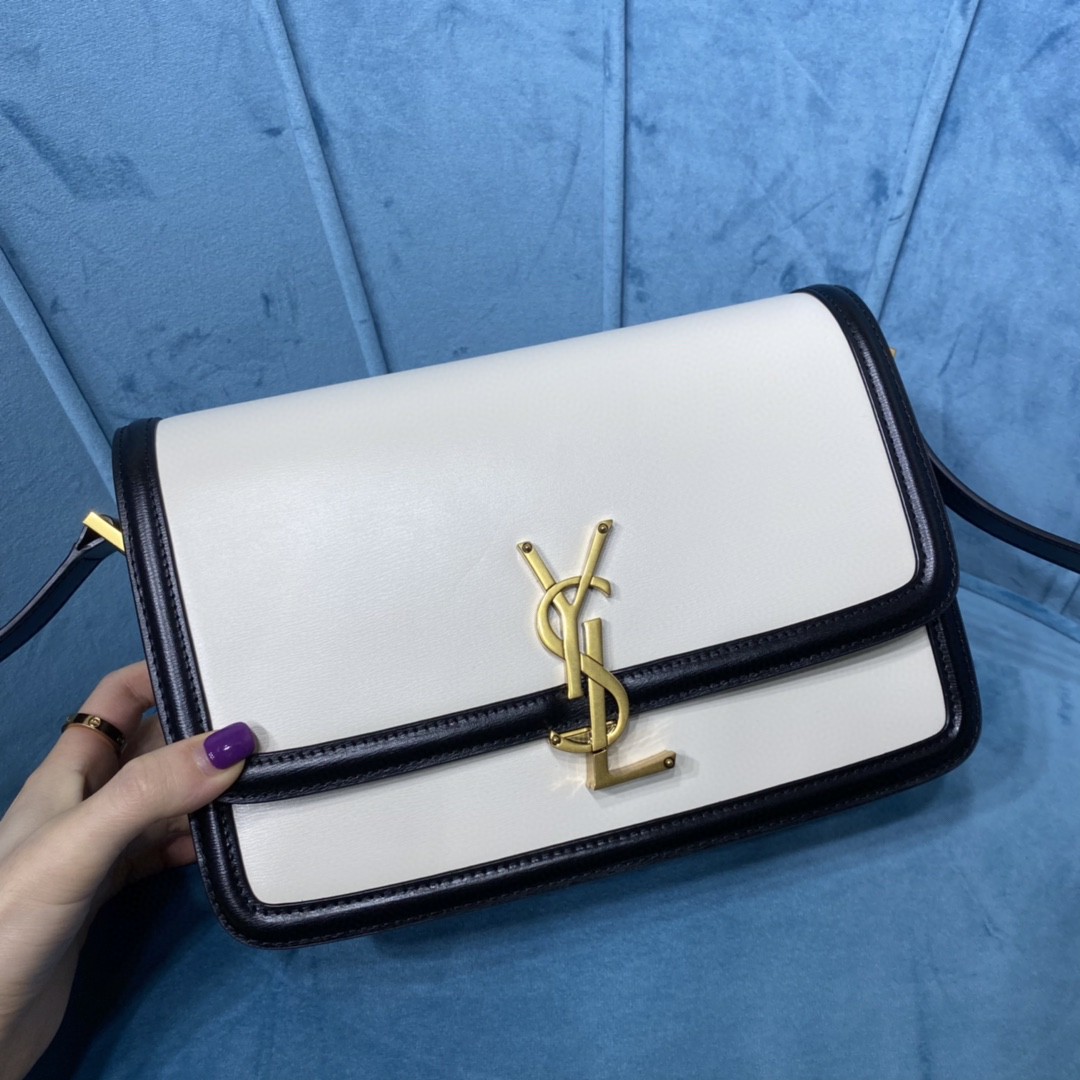 YSL SOLFERINO MEDIUM SATCHEL IN CANVAS AND BOX SAINT LAURENT LEATHER