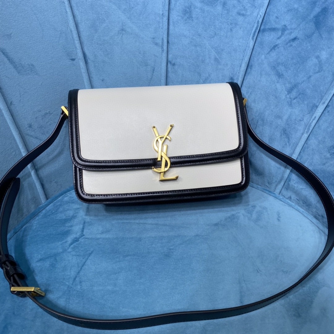 YSL SOLFERINO MEDIUM SATCHEL IN CANVAS AND BOX SAINT LAURENT LEATHER