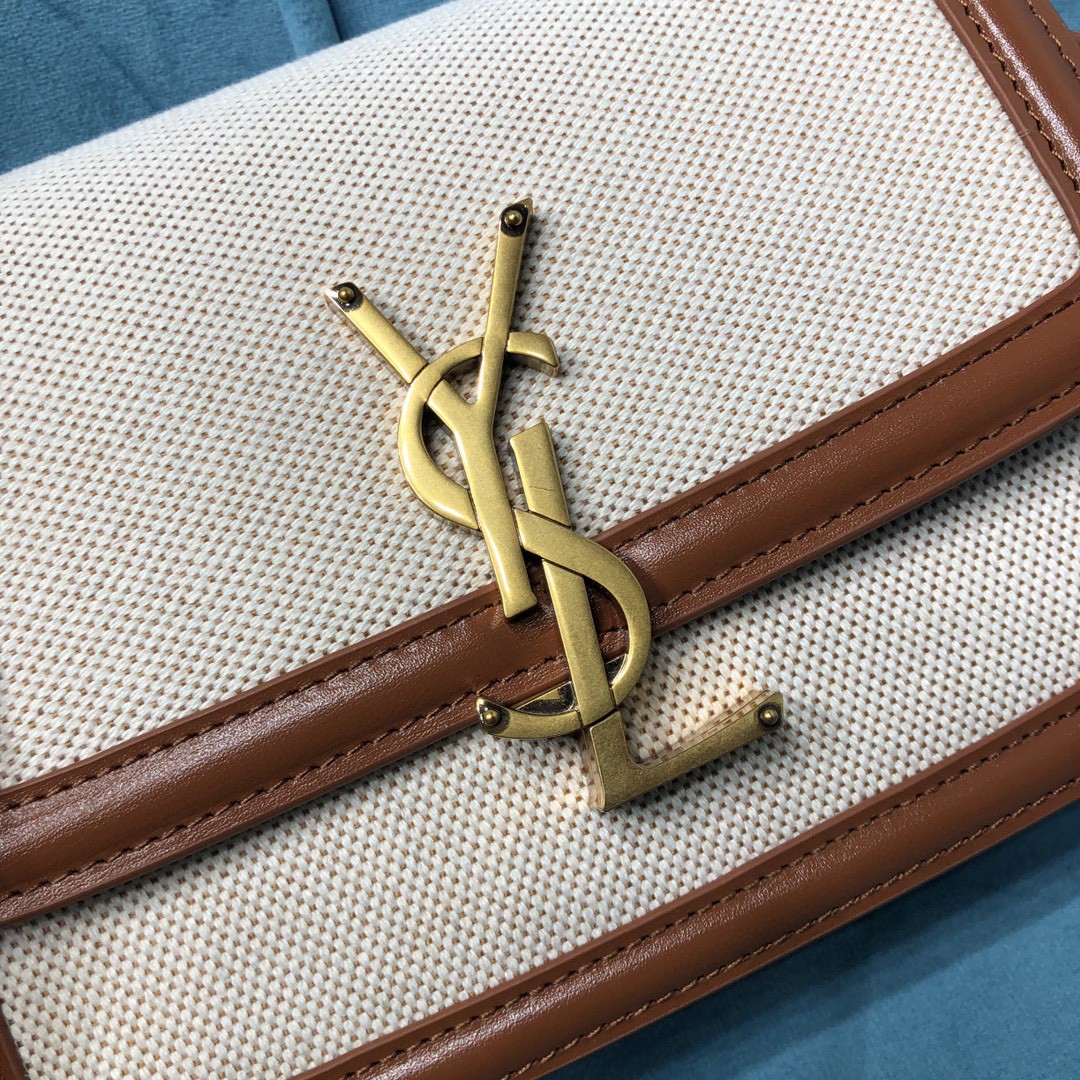 YSL SOLFERINO SMALL SATCHEL IN CANVAS AND BOX SAINT LAURENT LEATHER