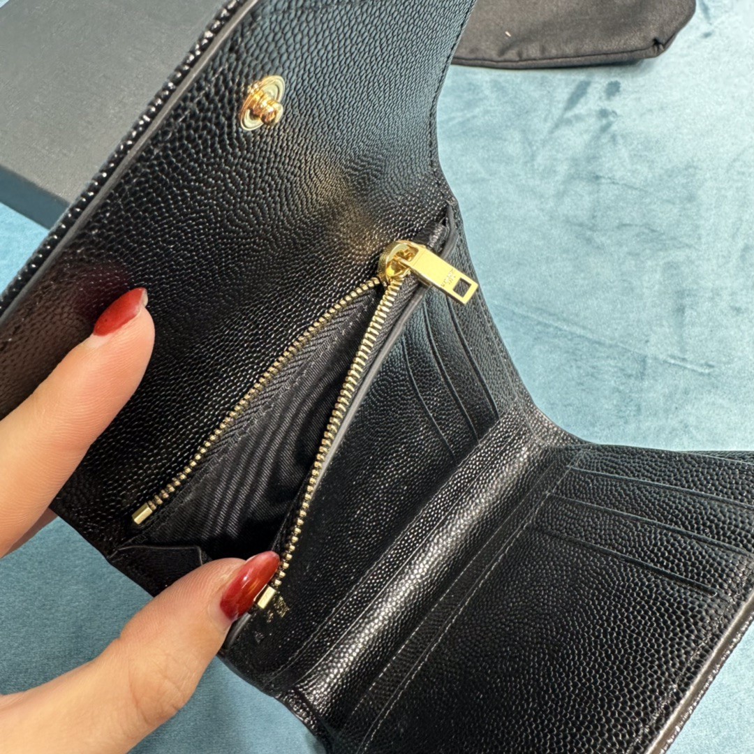 YSL CASSANDRE MATELASSÉ COMPACT TRI FOLD WALLET