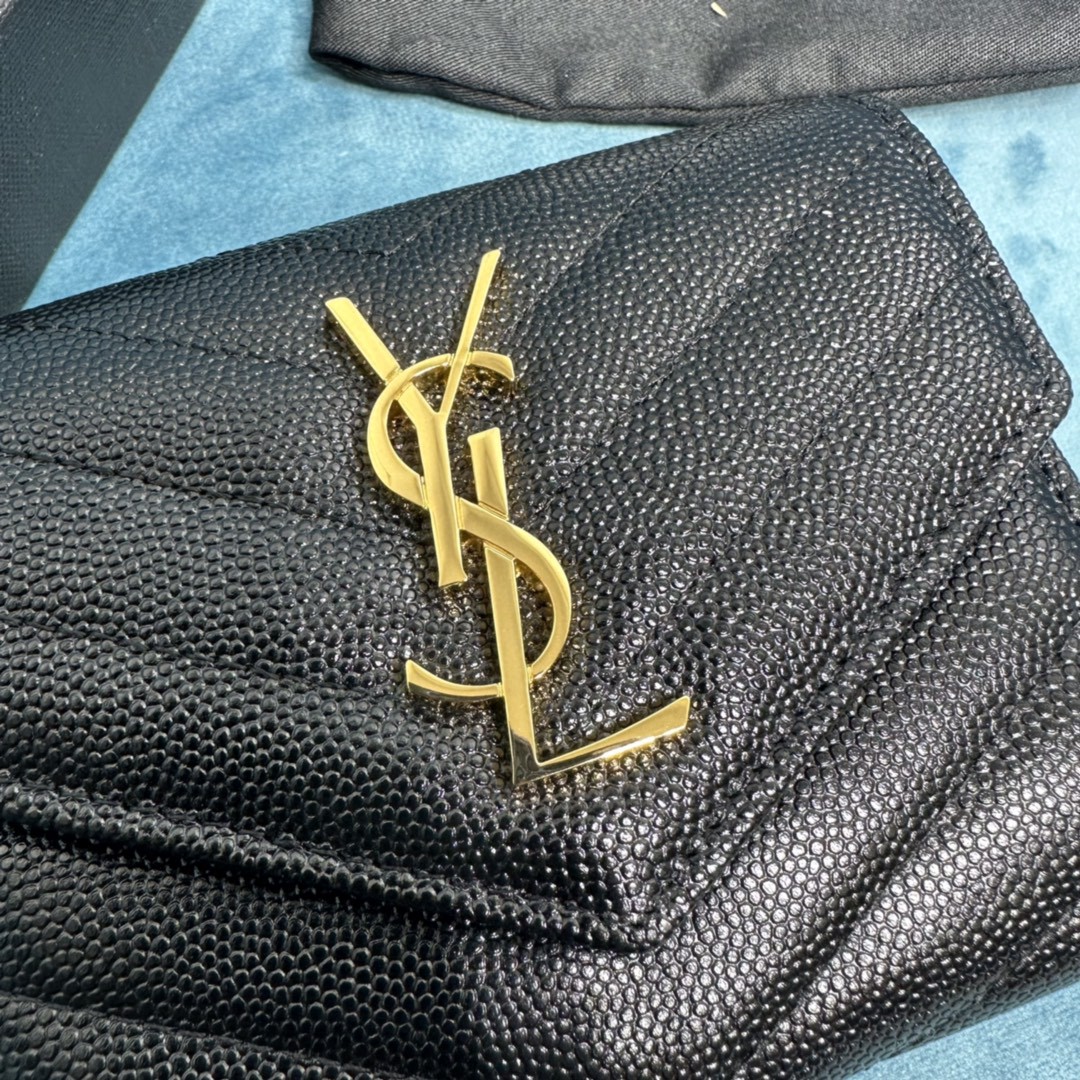 YSL CASSANDRE MATELASSÉ COMPACT TRI FOLD WALLET