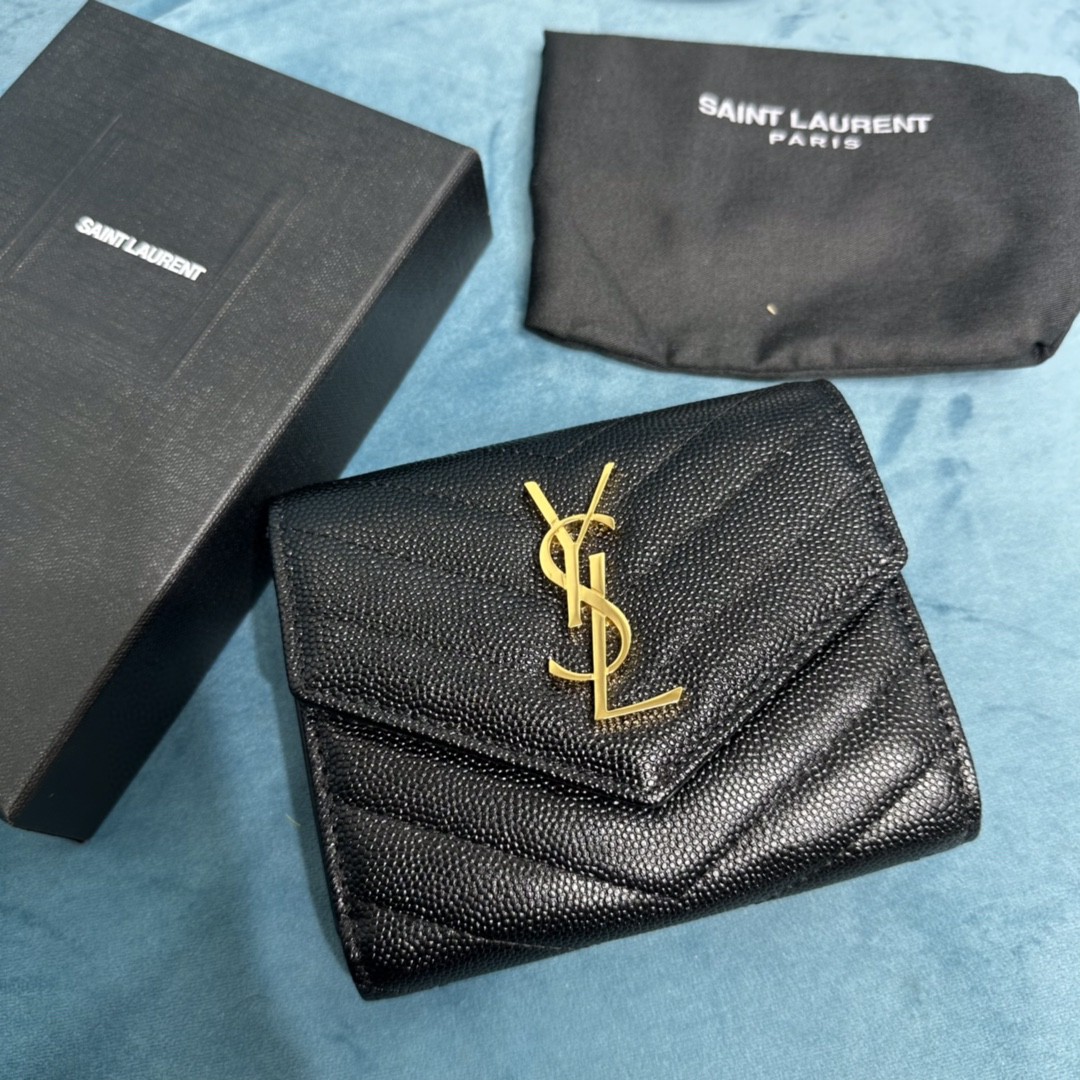 YSL CASSANDRE MATELASSÉ COMPACT TRI FOLD WALLET