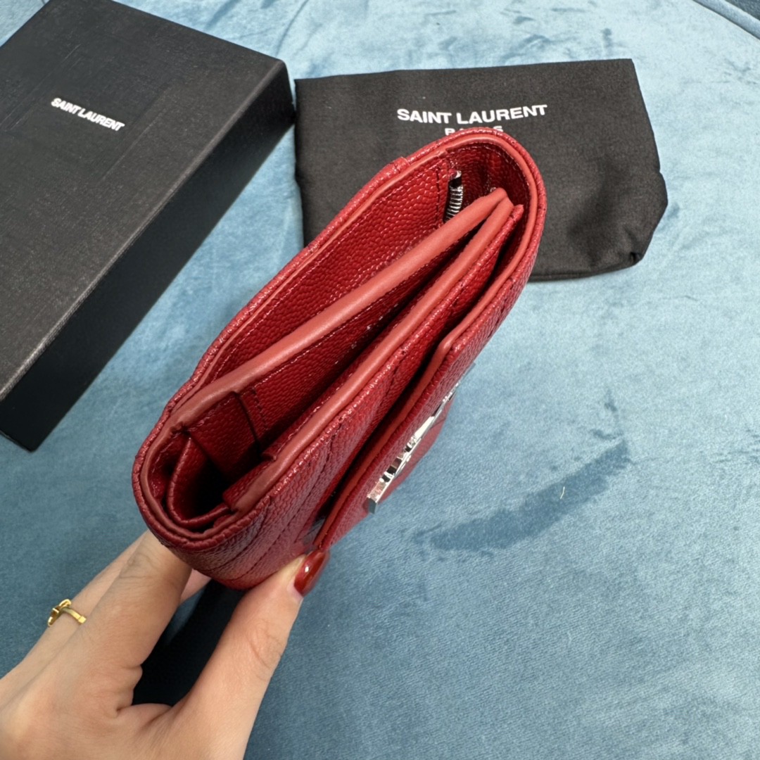 YSL CASSANDRE MATELASSÉ COMPACT TRI FOLD WALLET