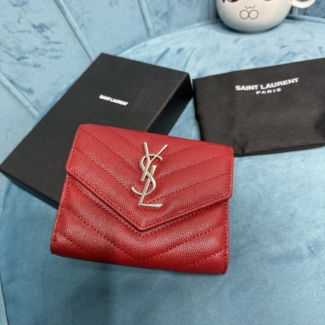 YSL CASSANDRE MATELASSÉ COMPACT TRI FOLD WALLET