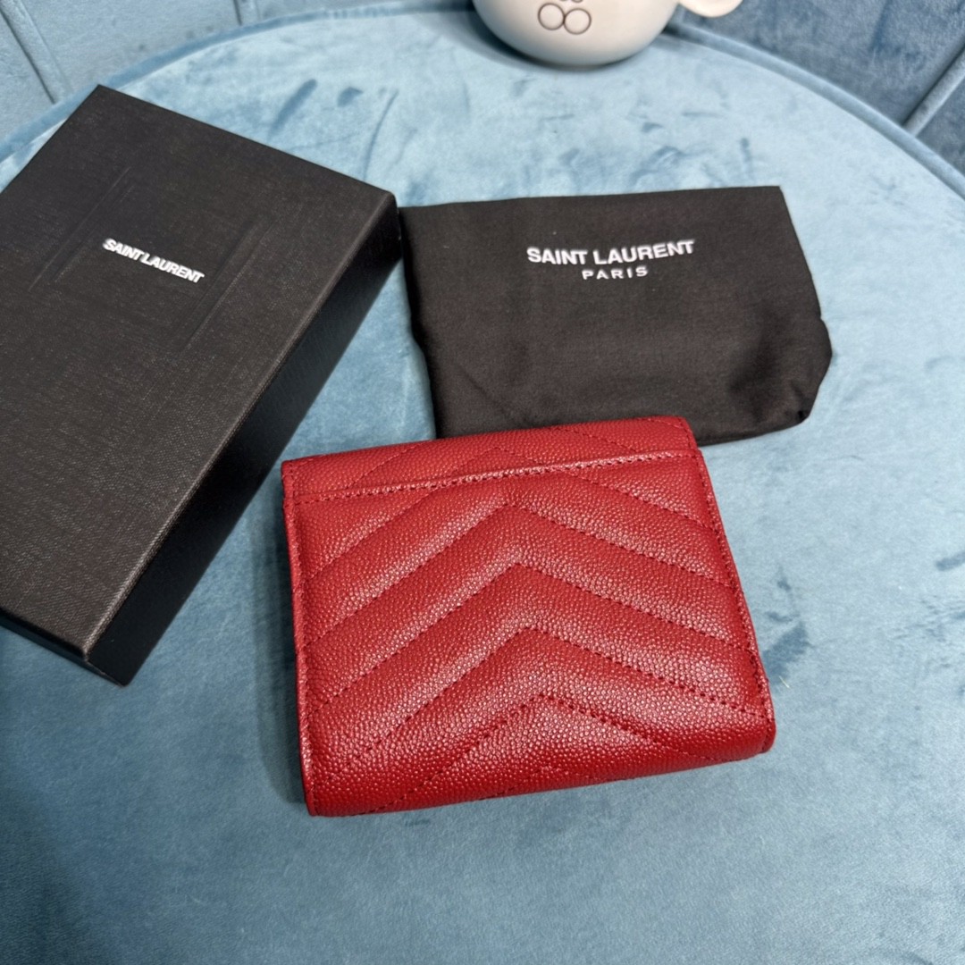 YSL CASSANDRE MATELASSÉ COMPACT TRI FOLD WALLET