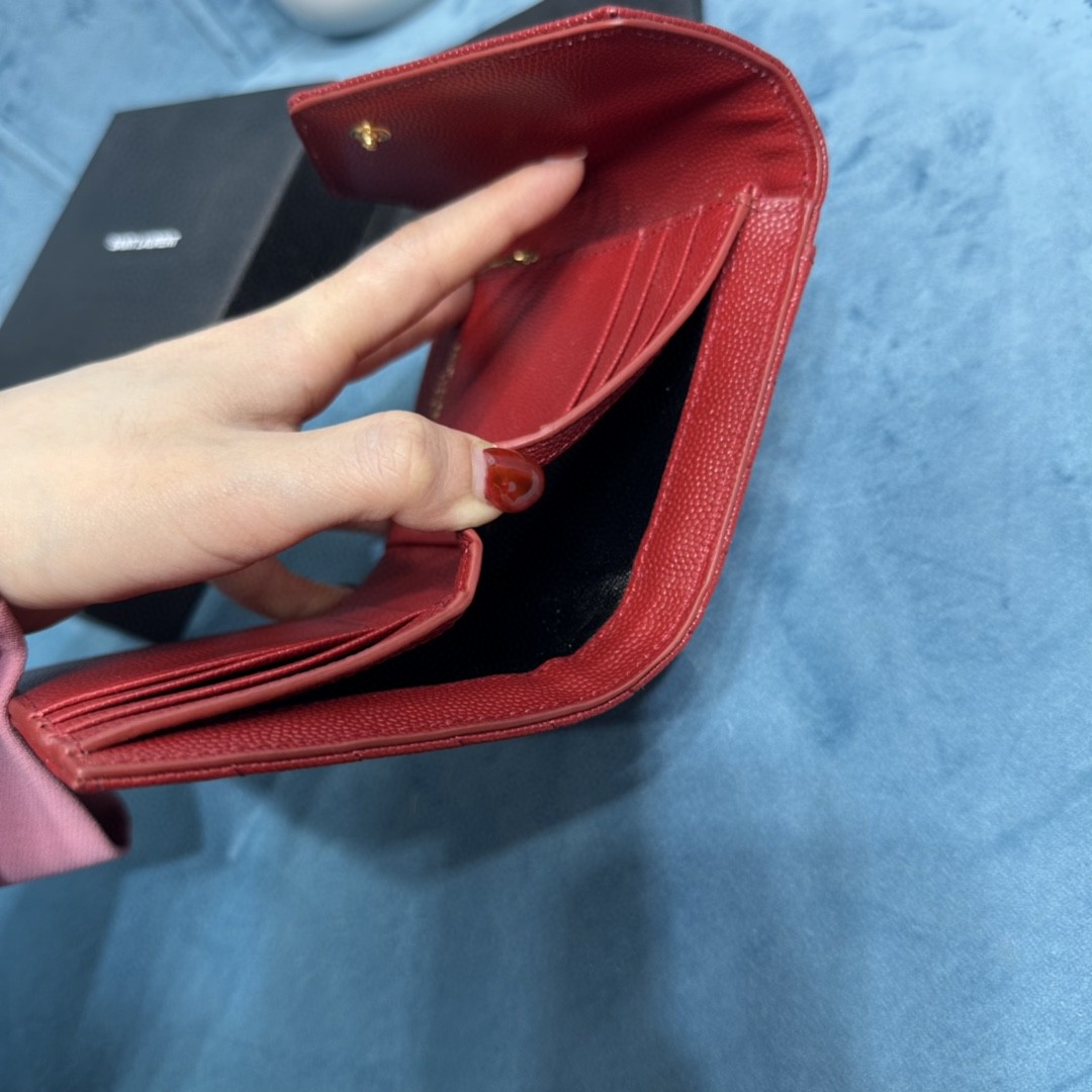 YSL CASSANDRE MATELASSÉ COMPACT TRI FOLD WALLET