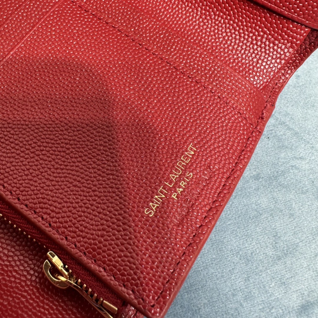 YSL CASSANDRE MATELASSÉ COMPACT TRI FOLD WALLET