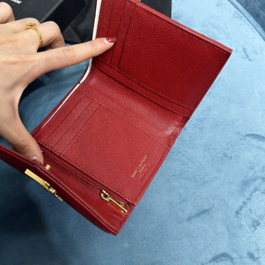 YSL CASSANDRE MATELASSÉ COMPACT TRI FOLD WALLET