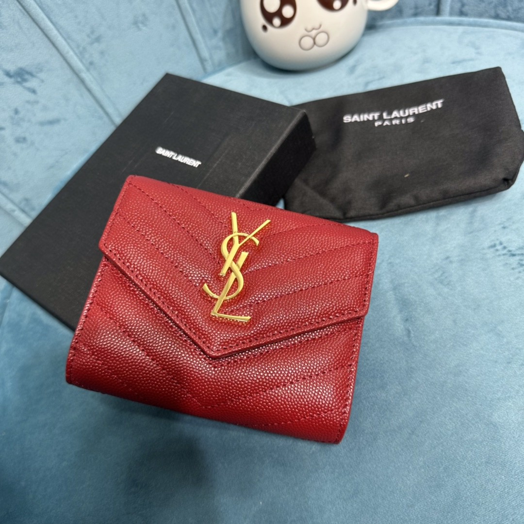 YSL CASSANDRE MATELASSÉ COMPACT TRI FOLD WALLET