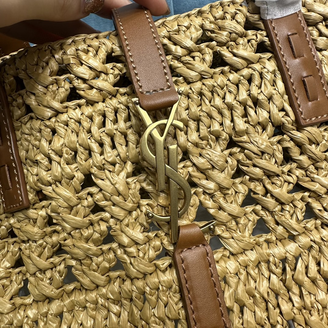 YSL PANIER SMALL BAG IN CROCHET RAFFIA