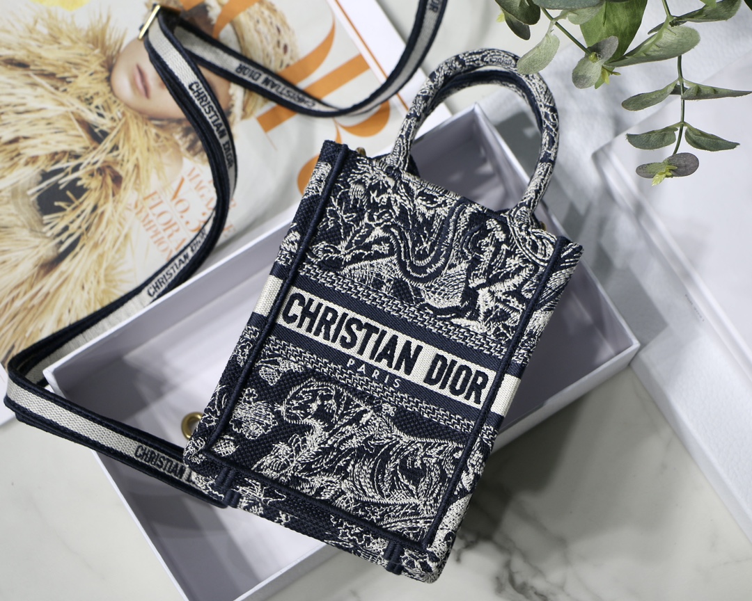 mini D*or book tote phone bag