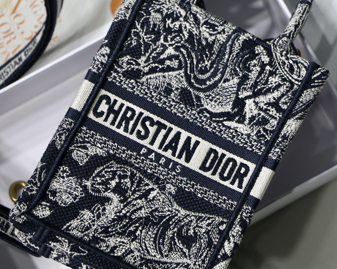 mini D*or book tote phone bag