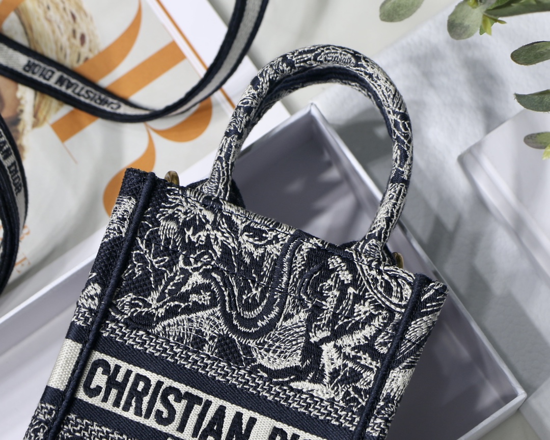 mini D*or book tote phone bag