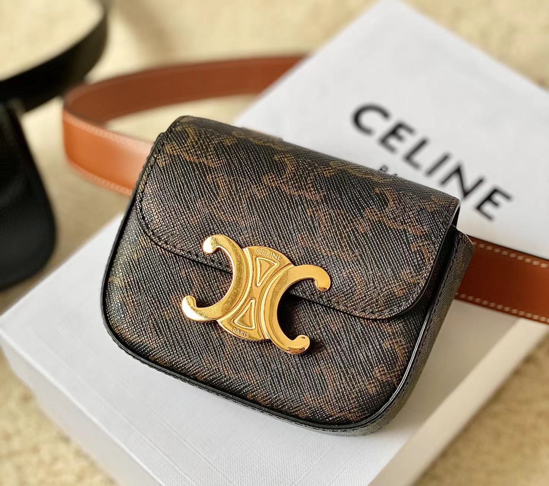 Ce**e belt bag triomphe belt in triomphe canvas and calfskin