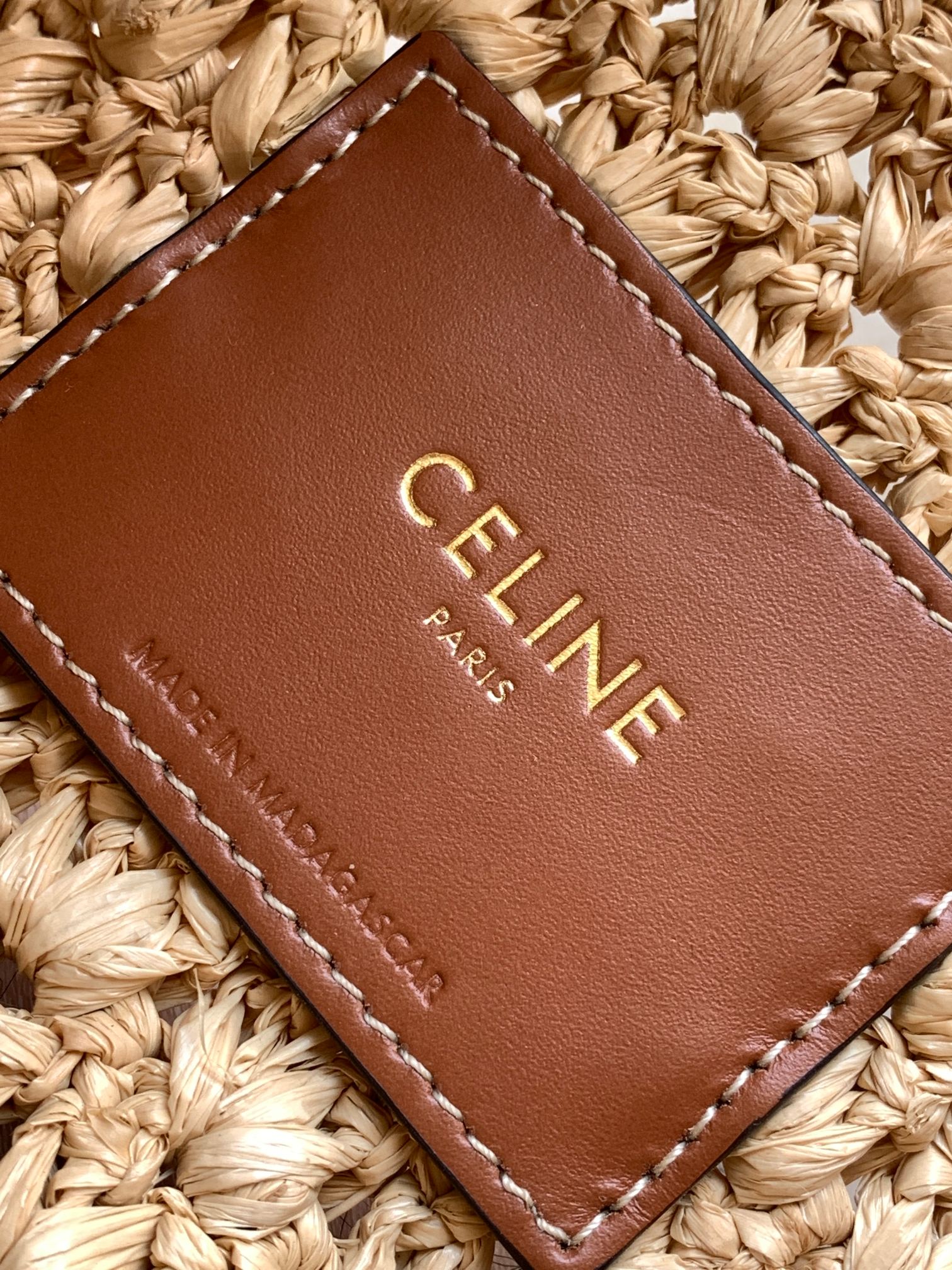 Ce**e classic panier hobo bag in raffia and calfskin