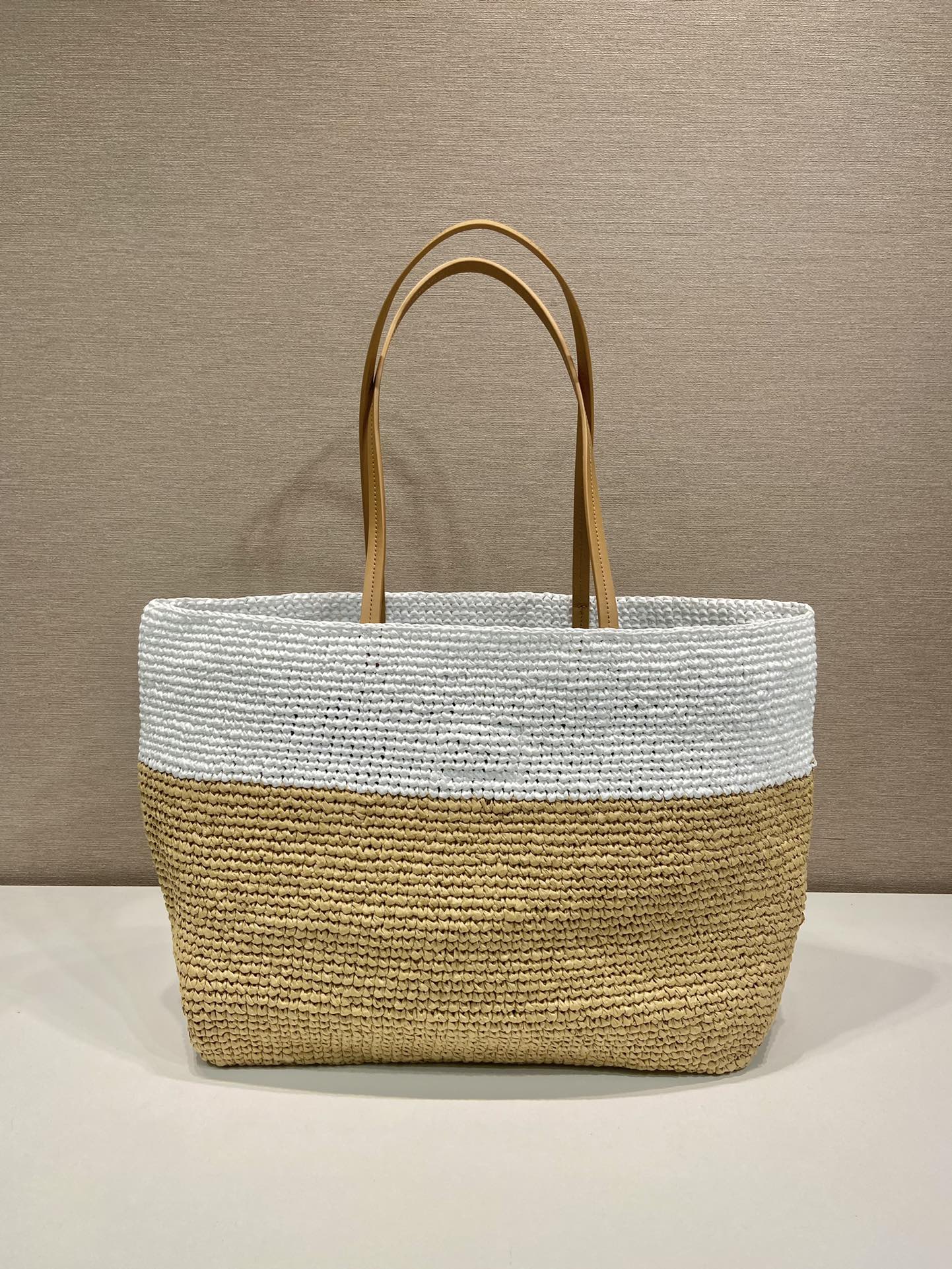 Pra*a crochet and leather tote bag
