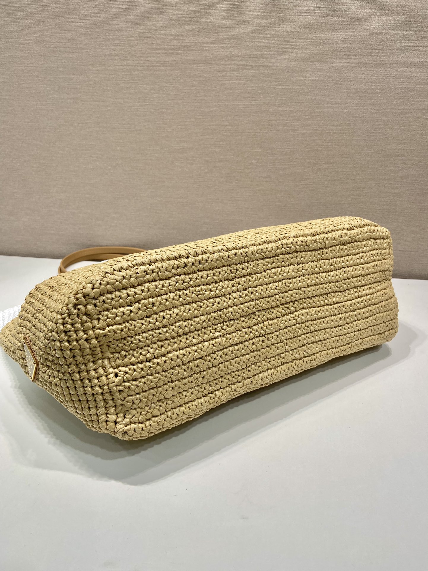 Pra*a crochet and leather tote bag