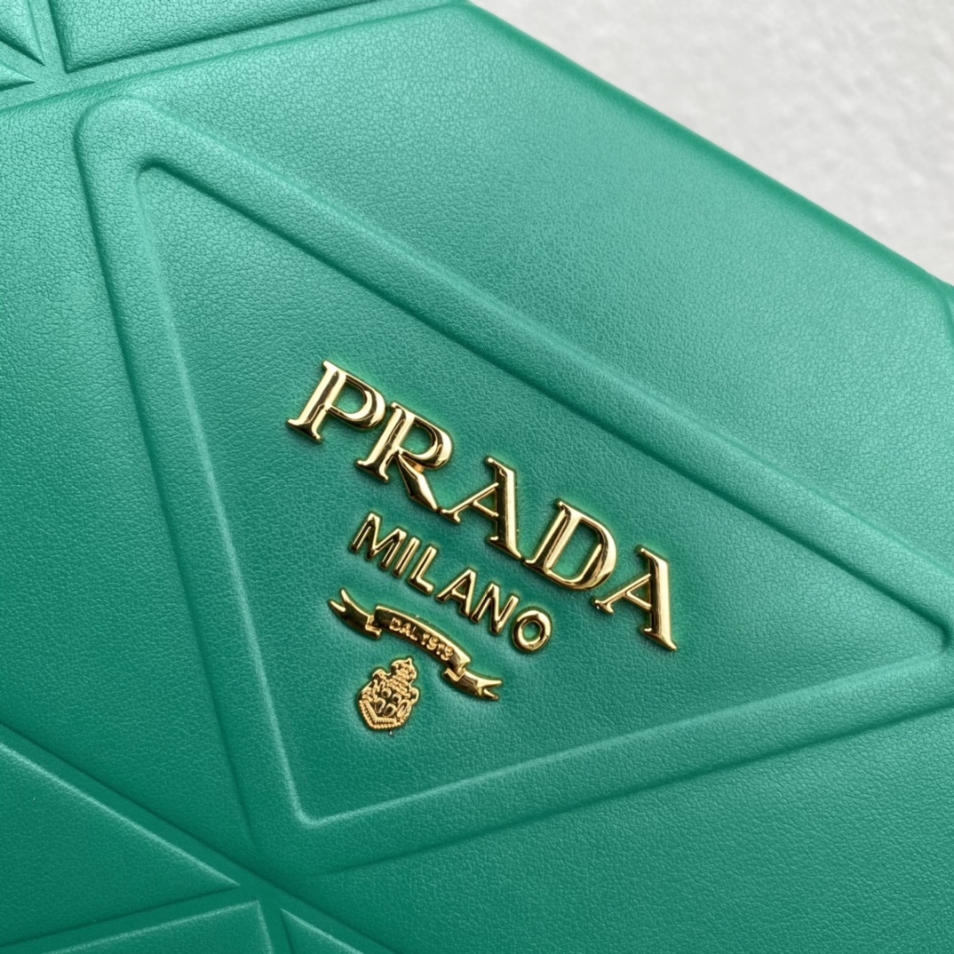 Pra*a large leather Pra*a symbole bag with topstitching
