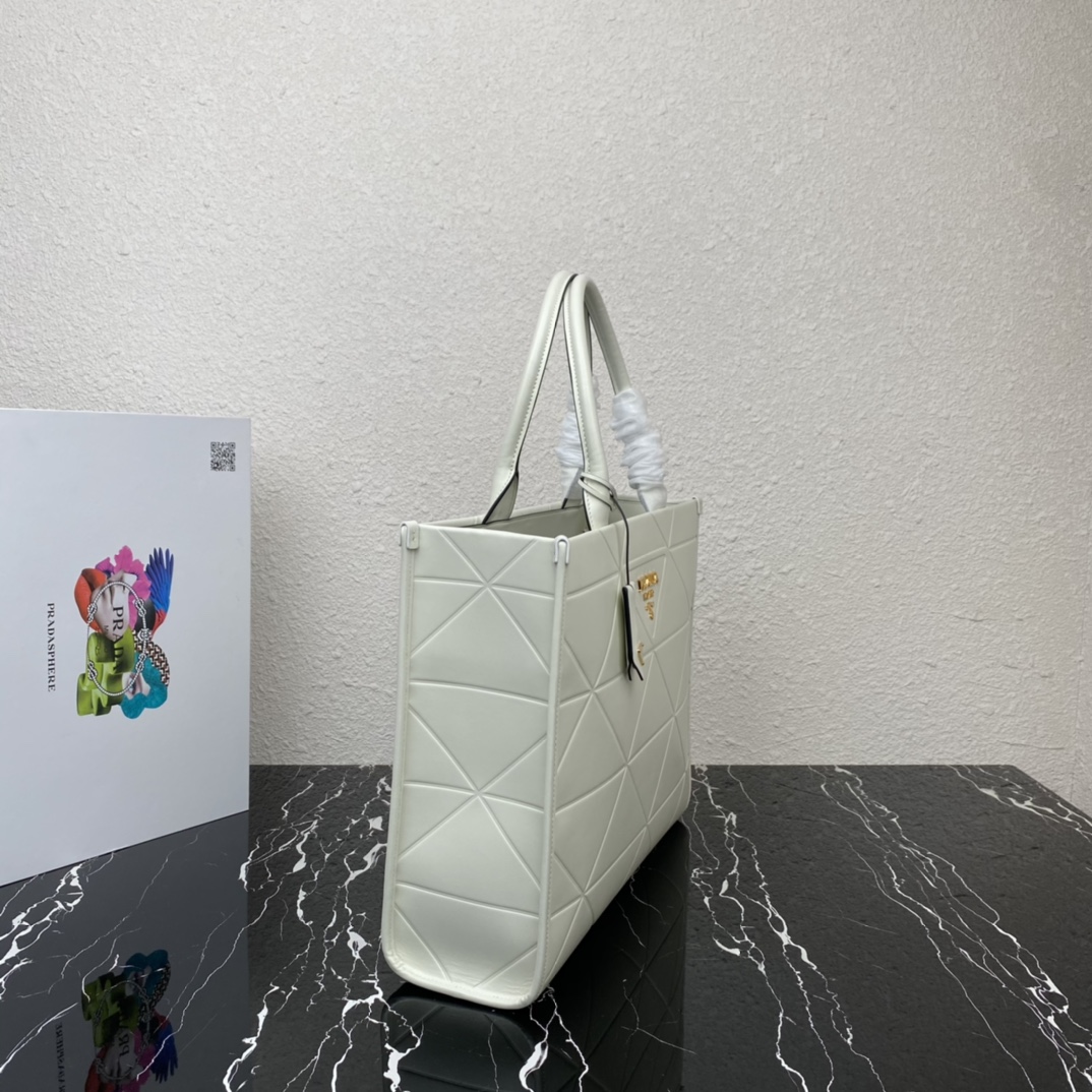Pra*a large leather Pra*a symbole bag with topstitching