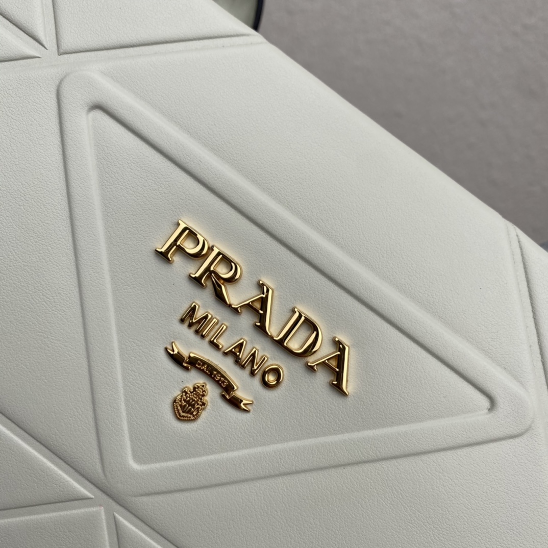 Pra*a large leather Pra*a symbole bag with topstitching