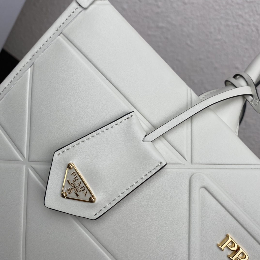 Pra*a large leather Pra*a symbole bag with topstitching