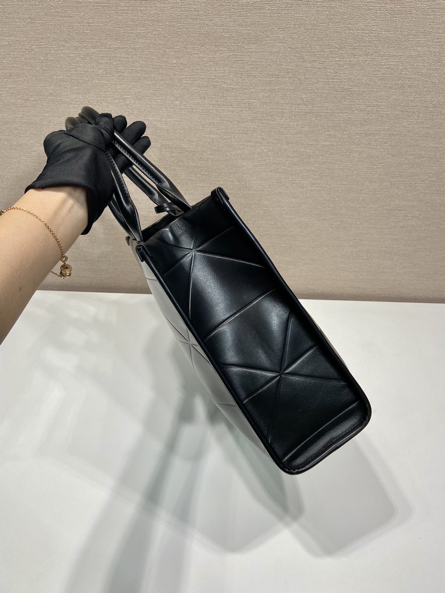 Pra*a medium leather Pra*a symbole bag with topstitching