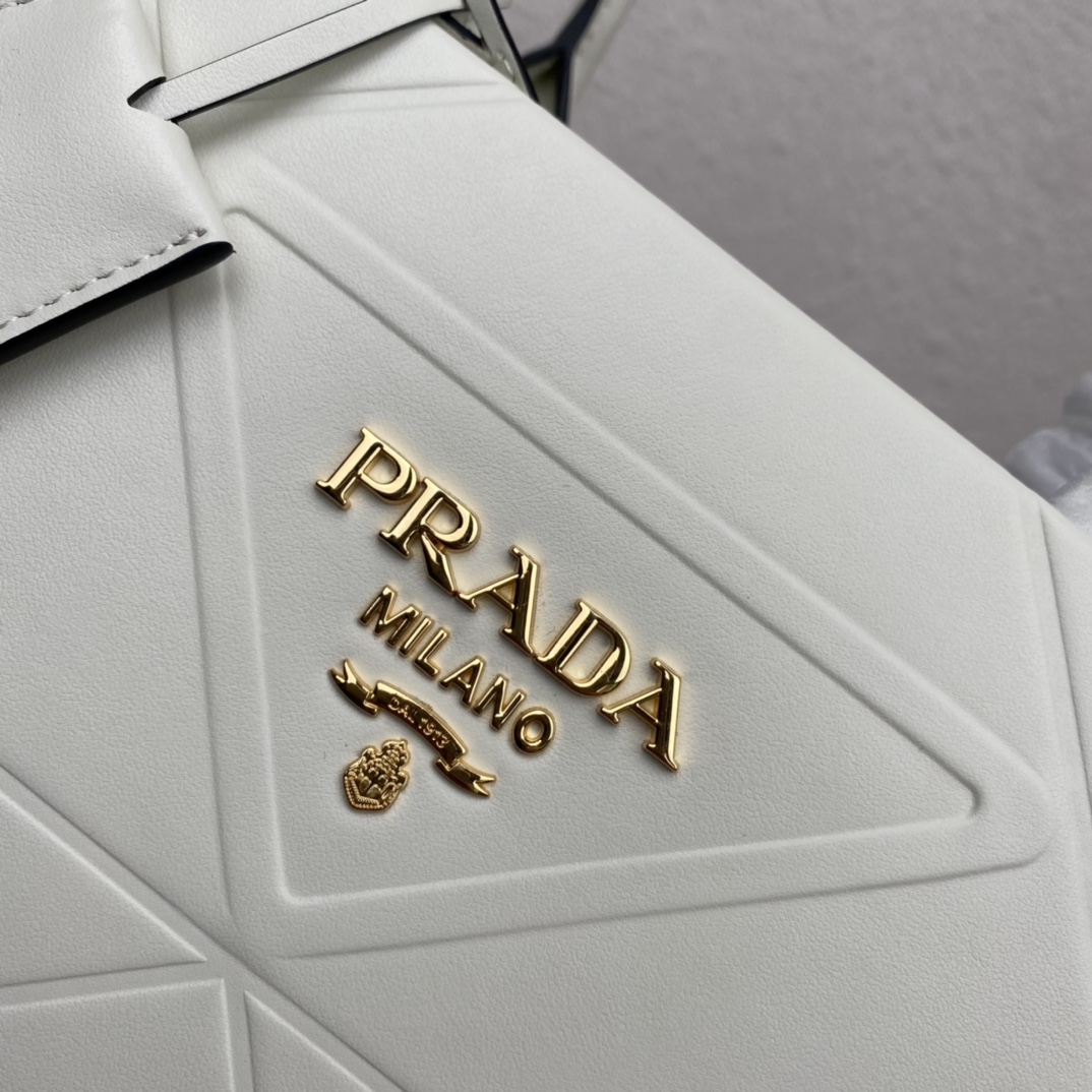 Pra*a medium leather Pra*a symbole bag with topstitching