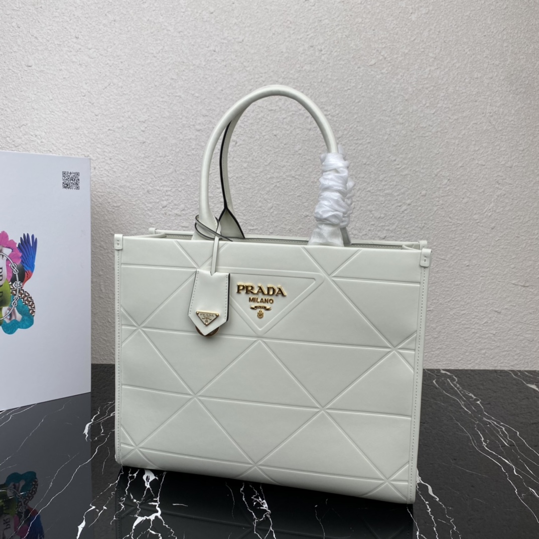Pra*a medium leather Pra*a symbole bag with topstitching
