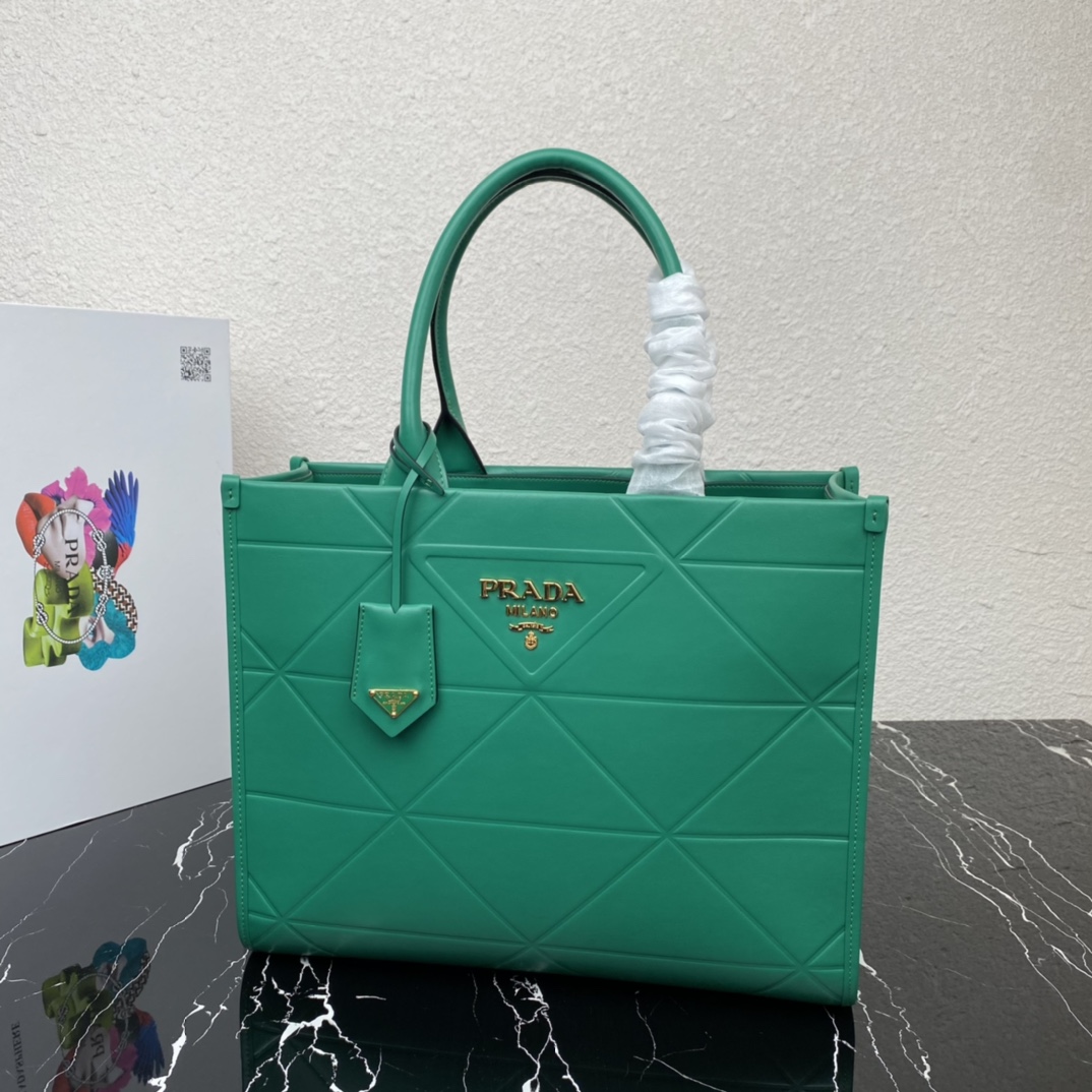 Pra*a medium leather Pra*a symbole bag with topstitching