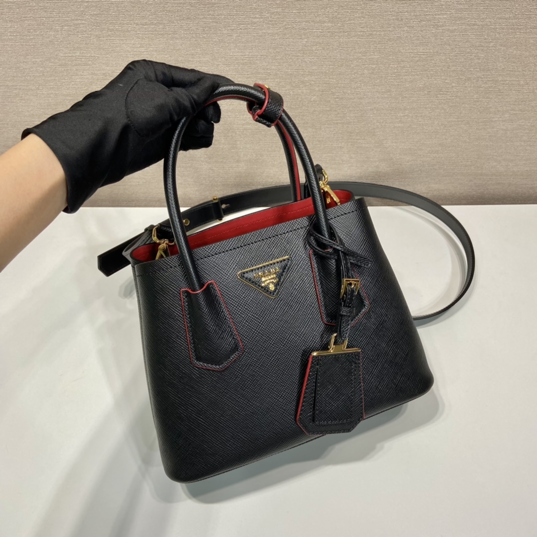 Pra*a double saffiano leather mini bag