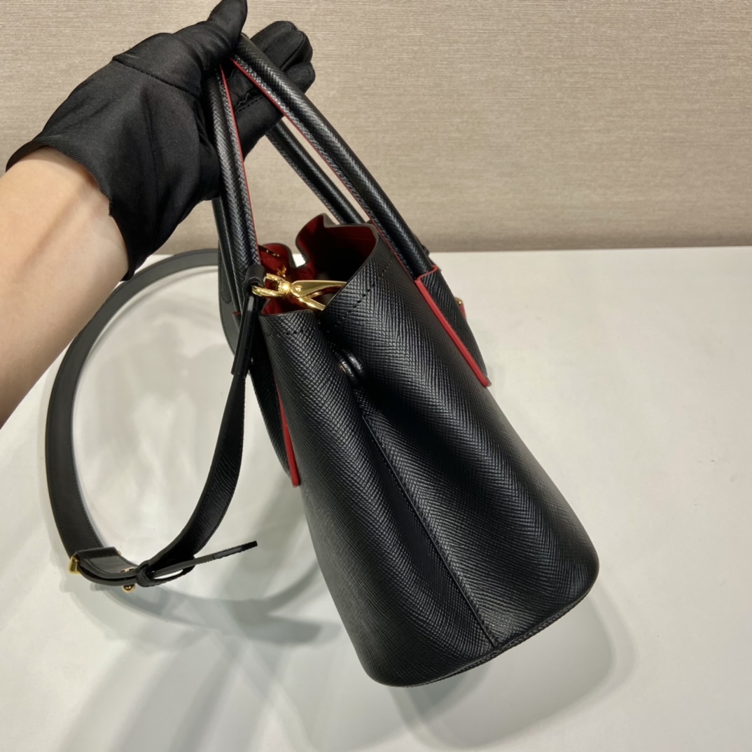 Pra*a double saffiano leather mini bag