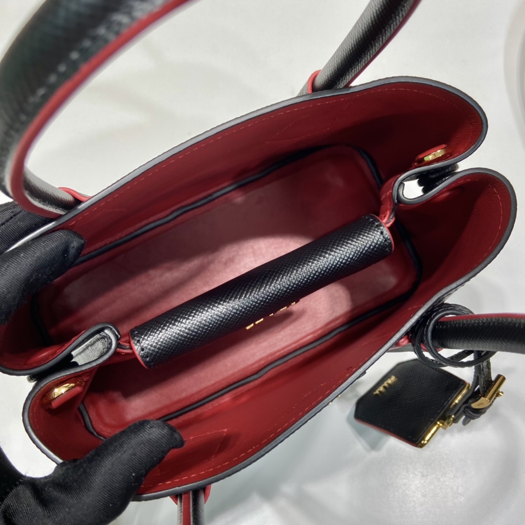 Pra*a double saffiano leather mini bag