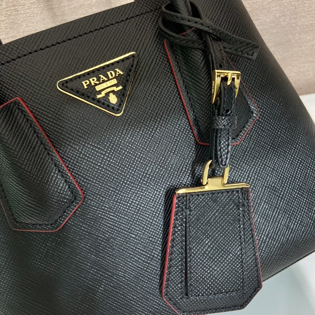 Pra*a double saffiano leather mini bag