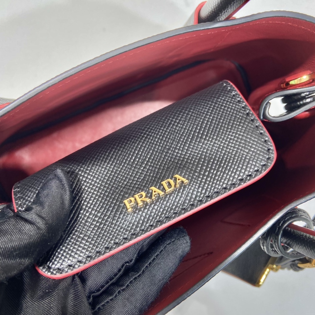 Pra*a double saffiano leather mini bag