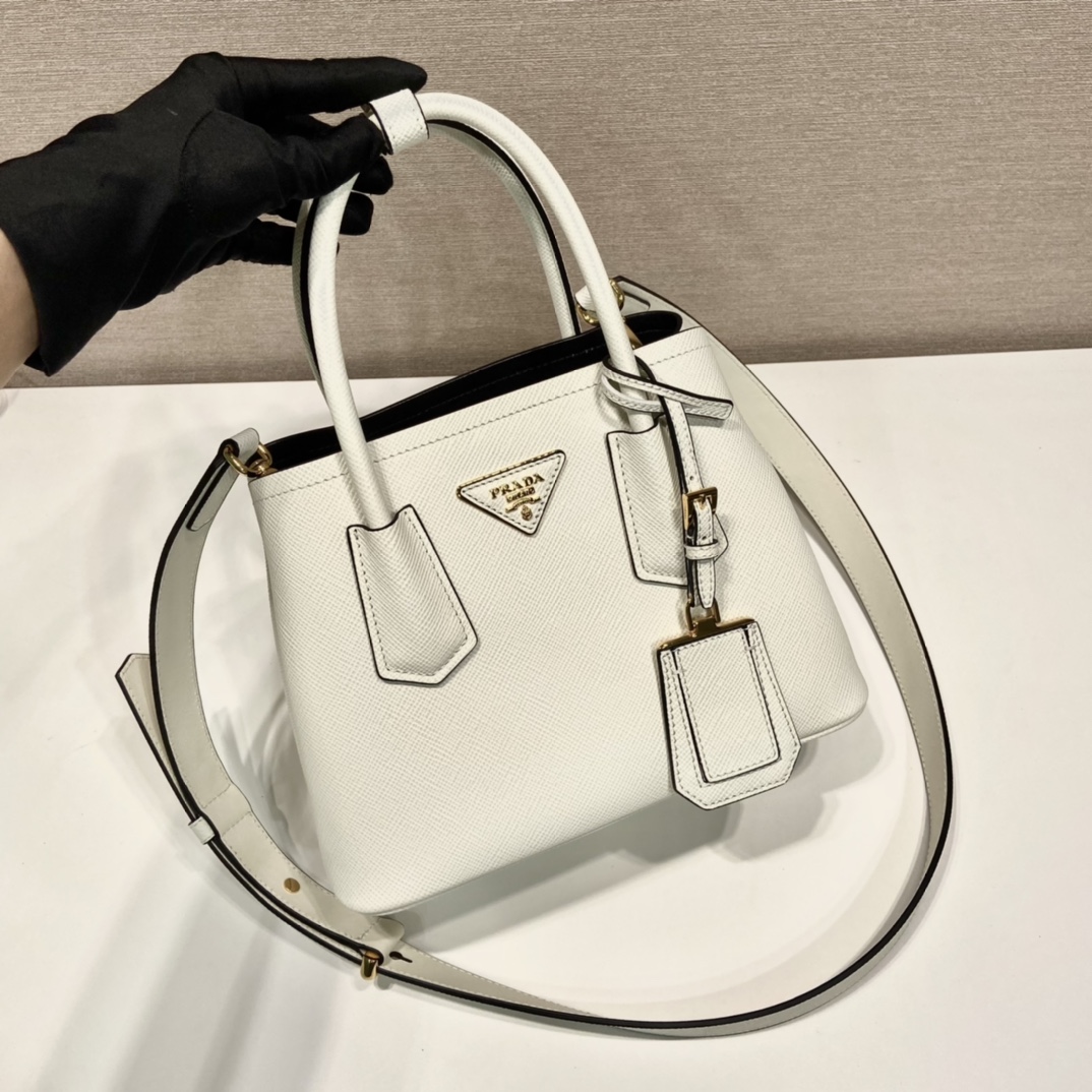 Pra*a double saffiano leather mini bag