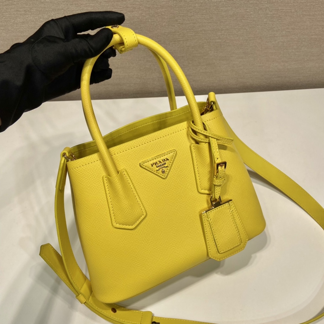 Pra*a double saffiano leather mini bag