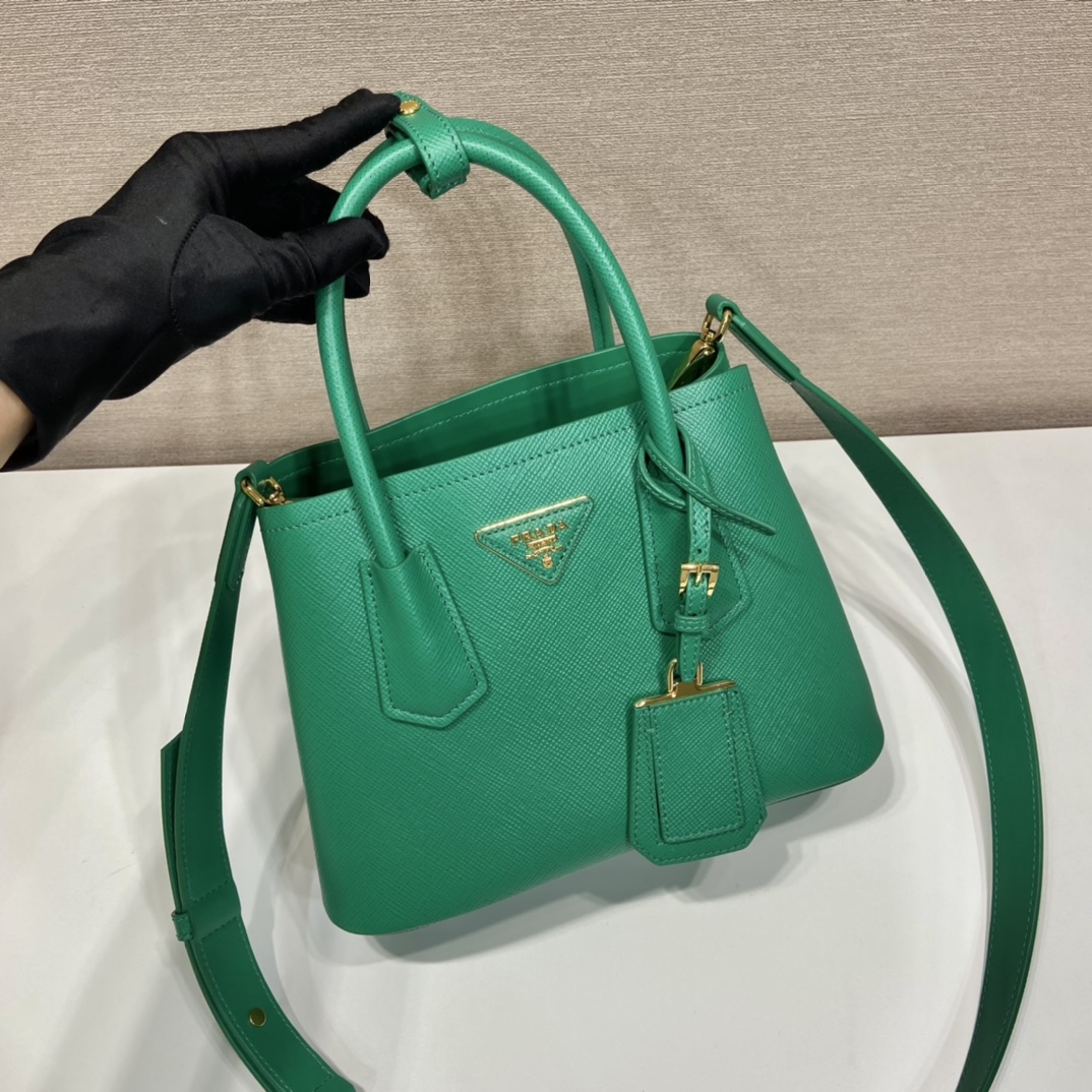 Pra*a double saffiano leather mini bag