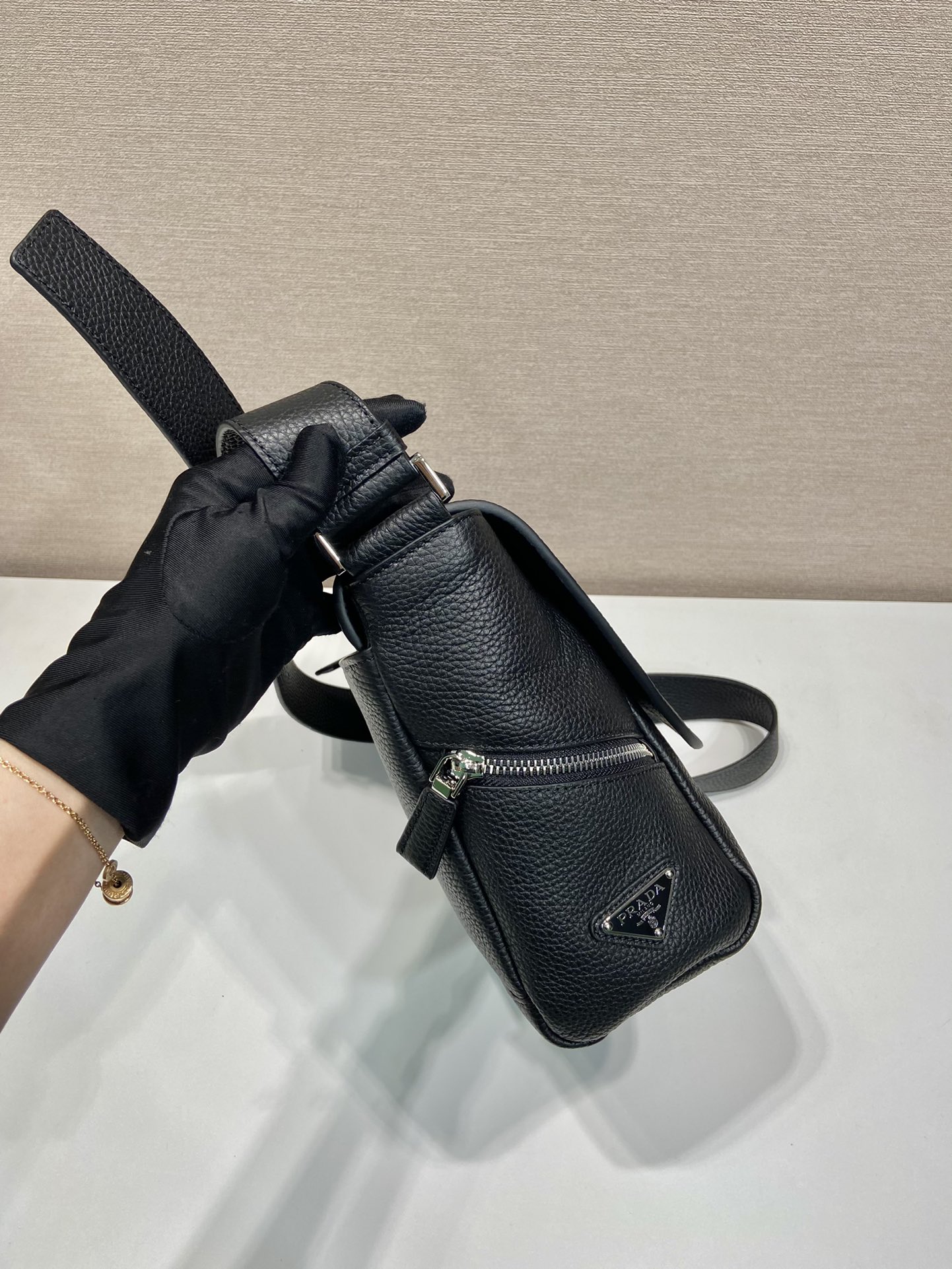 Pra*a leather bag with shoulder strap
