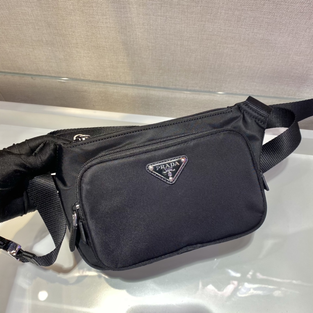 Pra*a re-nylon and saffiano leather shoulder bag