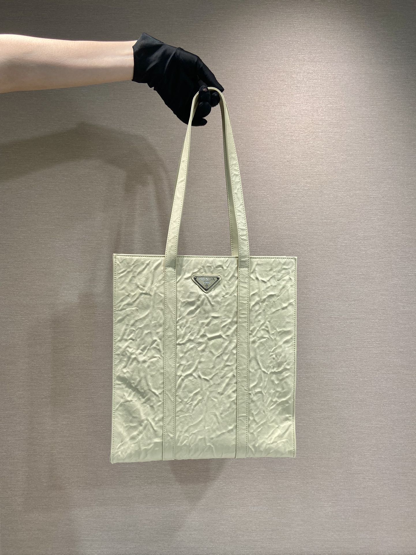 Pra*a small antique nappa leather tote