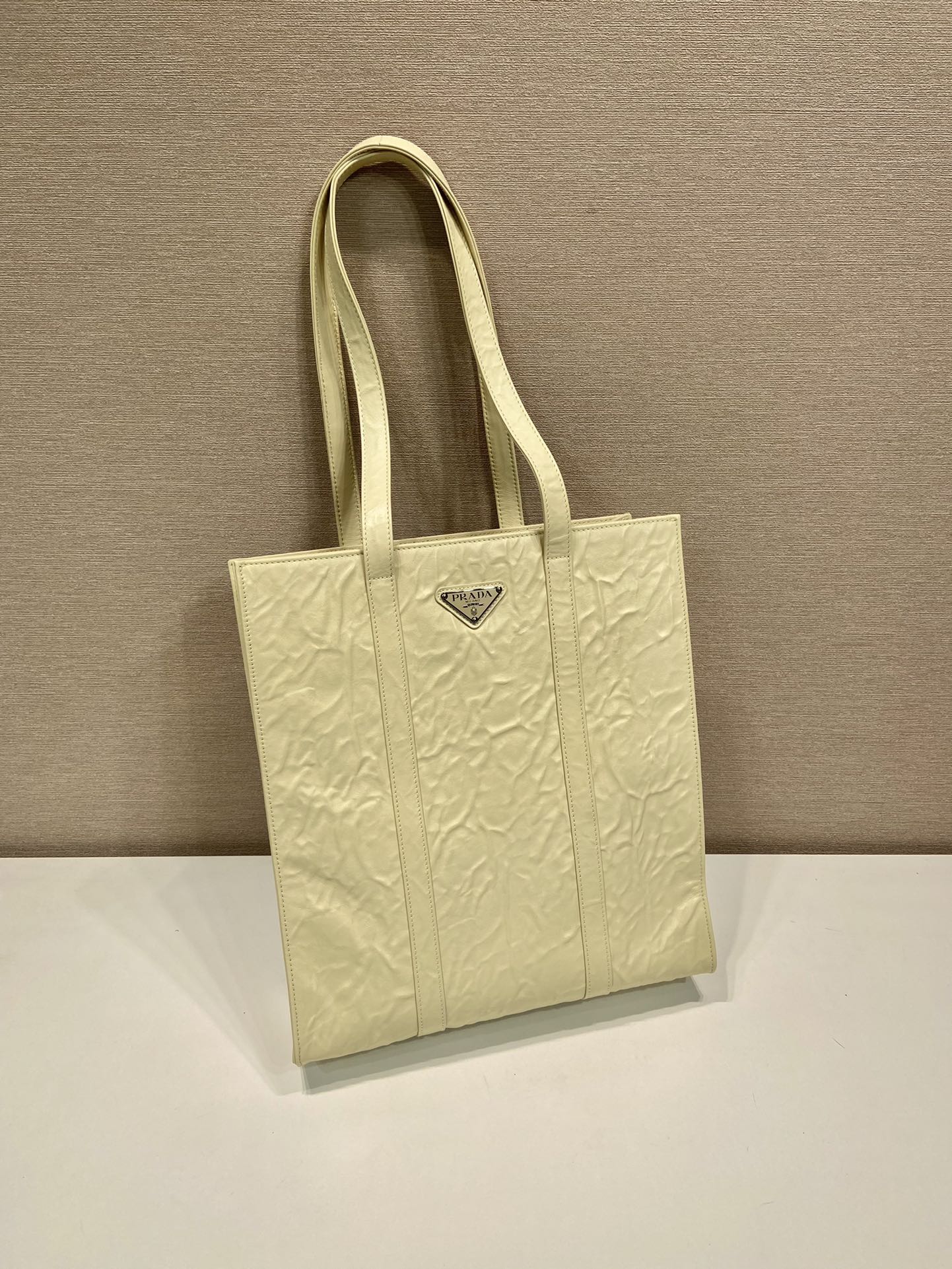 Pra*a small antique nappa leather tote