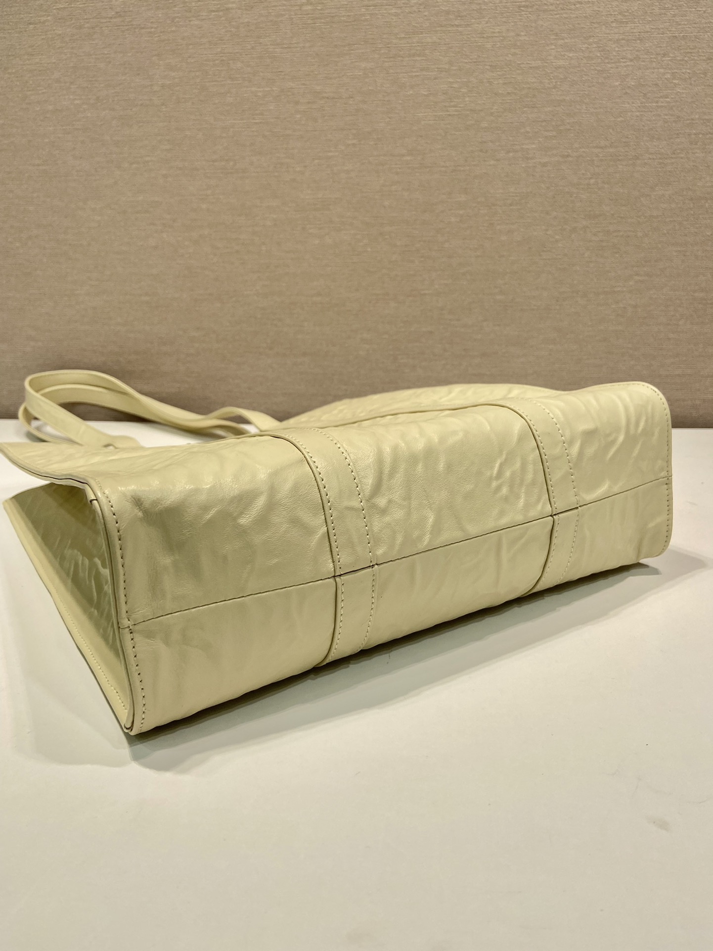 Pra*a small antique nappa leather tote