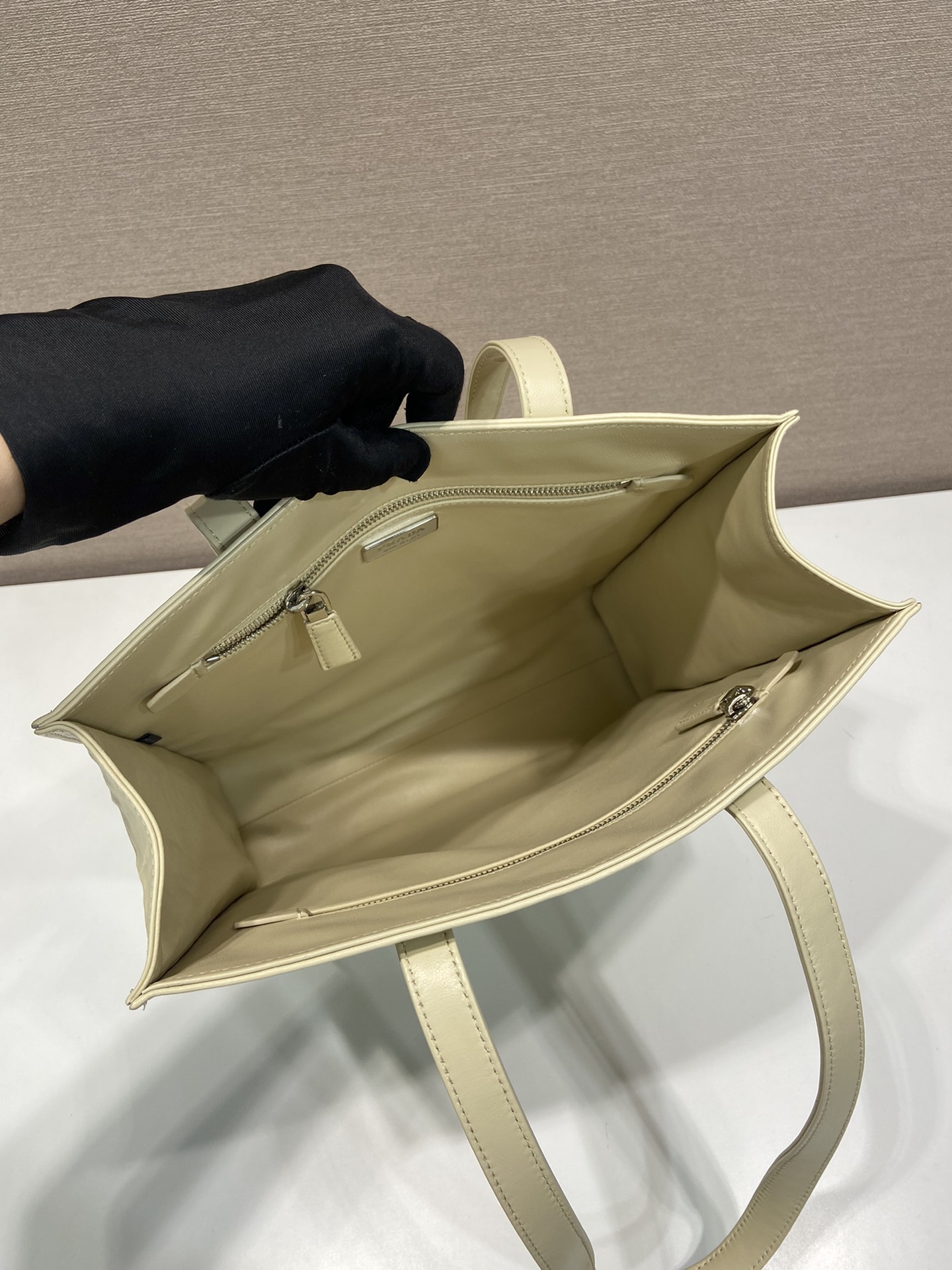 Pra*a small antique nappa leather tote