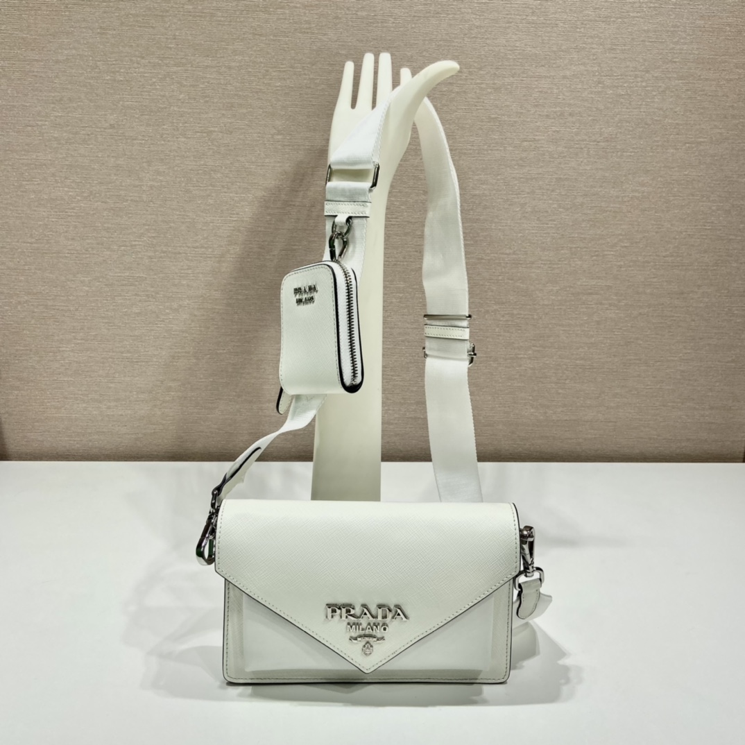 Pra*a saffiano leather mini envelope bag
