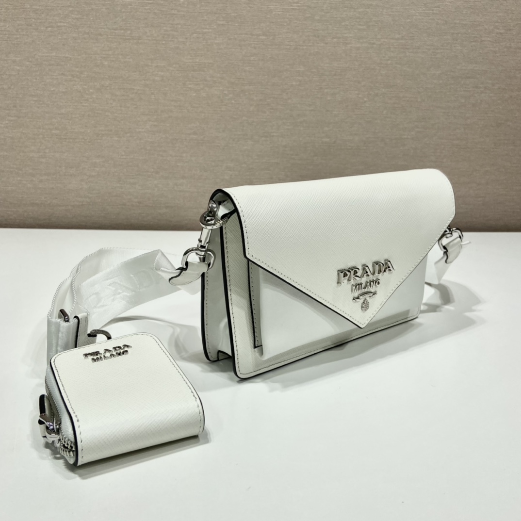 Pra*a saffiano leather mini envelope bag