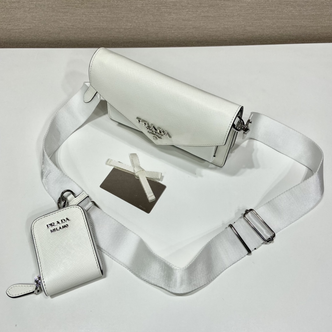 Pra*a saffiano leather mini envelope bag