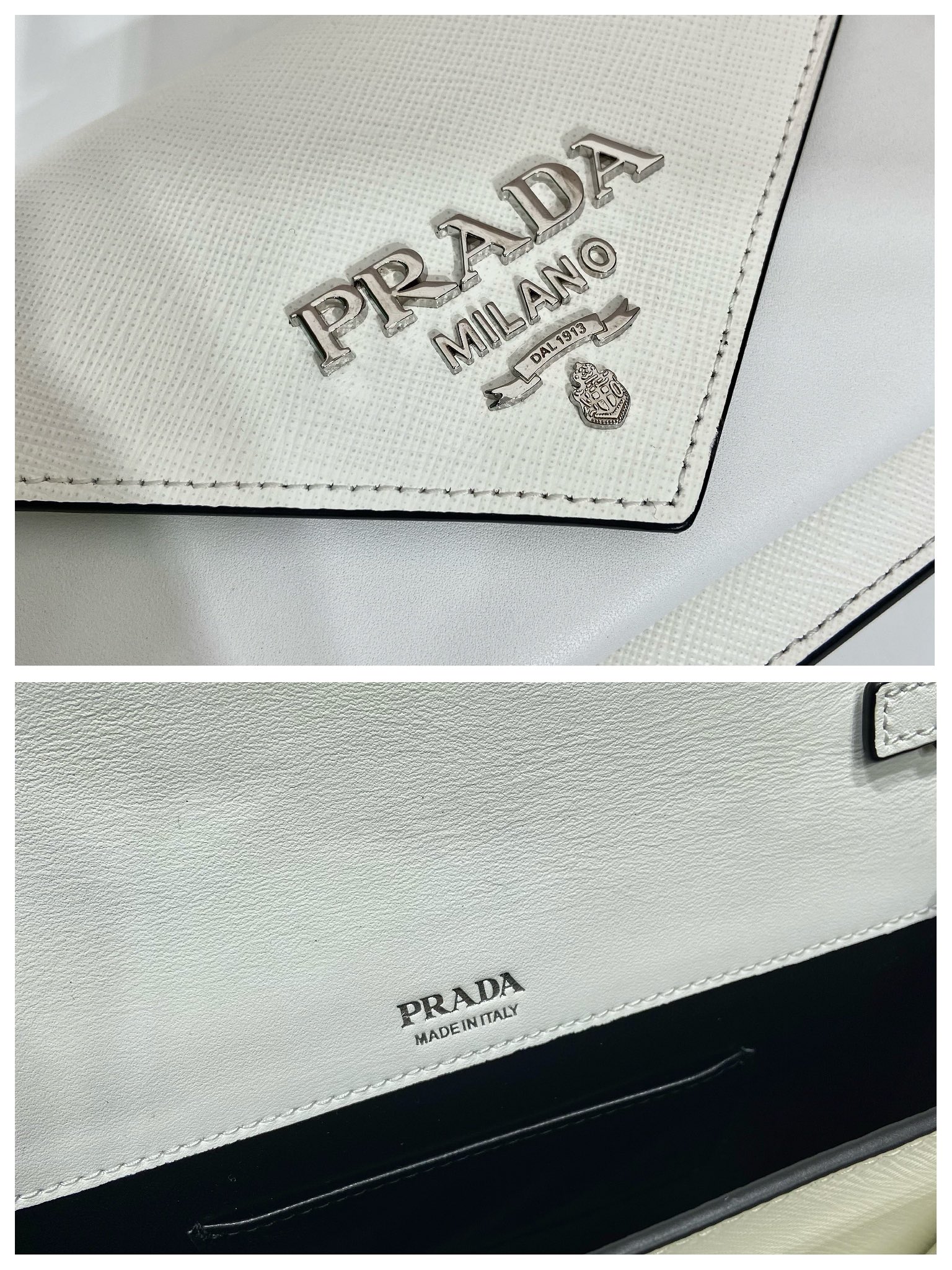 Pra*a saffiano leather mini envelope bag