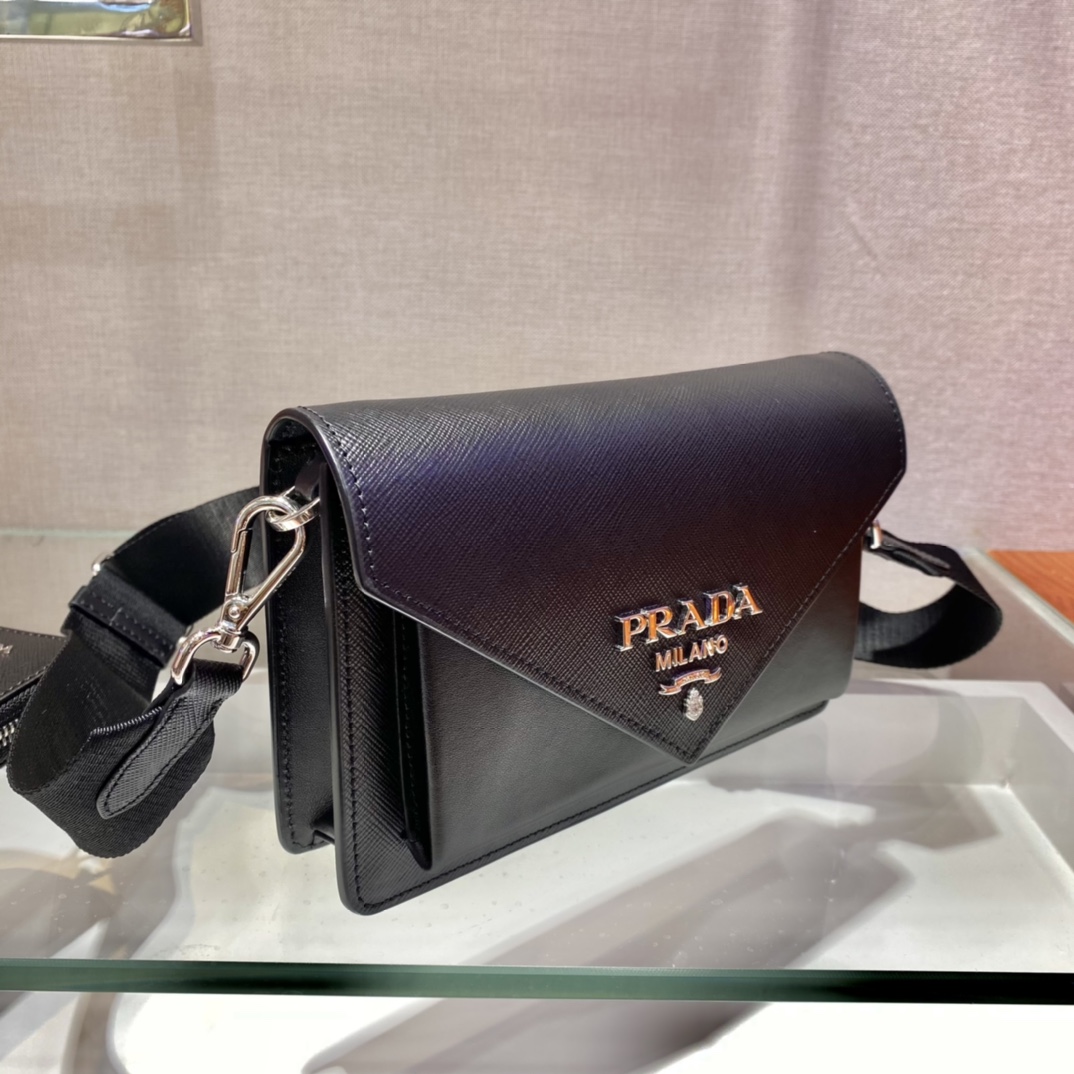 Pra*a saffiano leather mini envelope bag