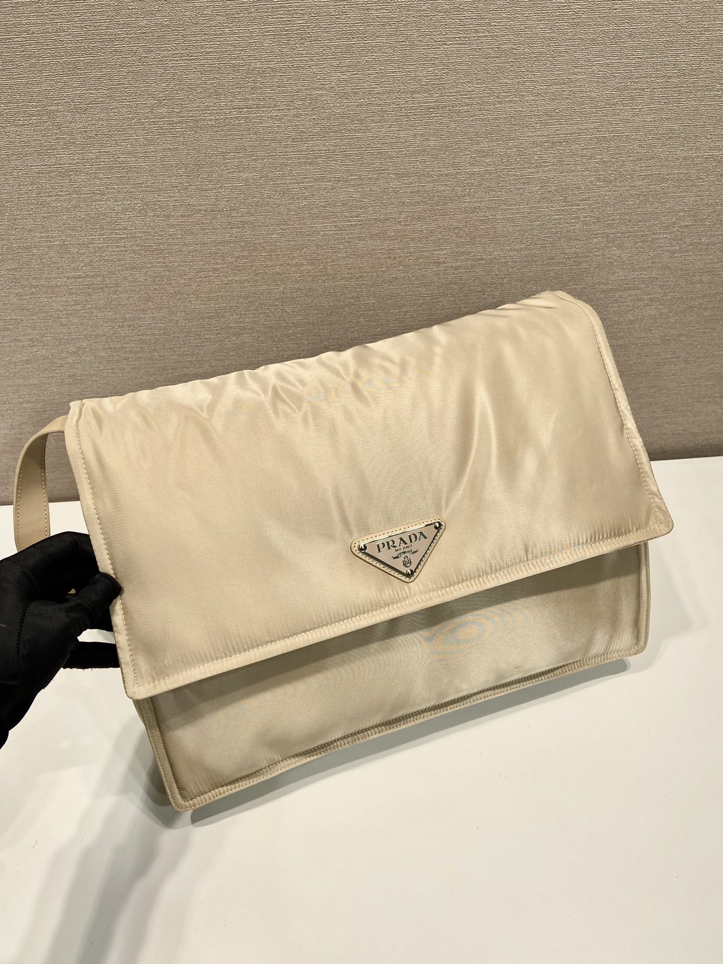 Pra*a black re-nylon large padded shoulder bag