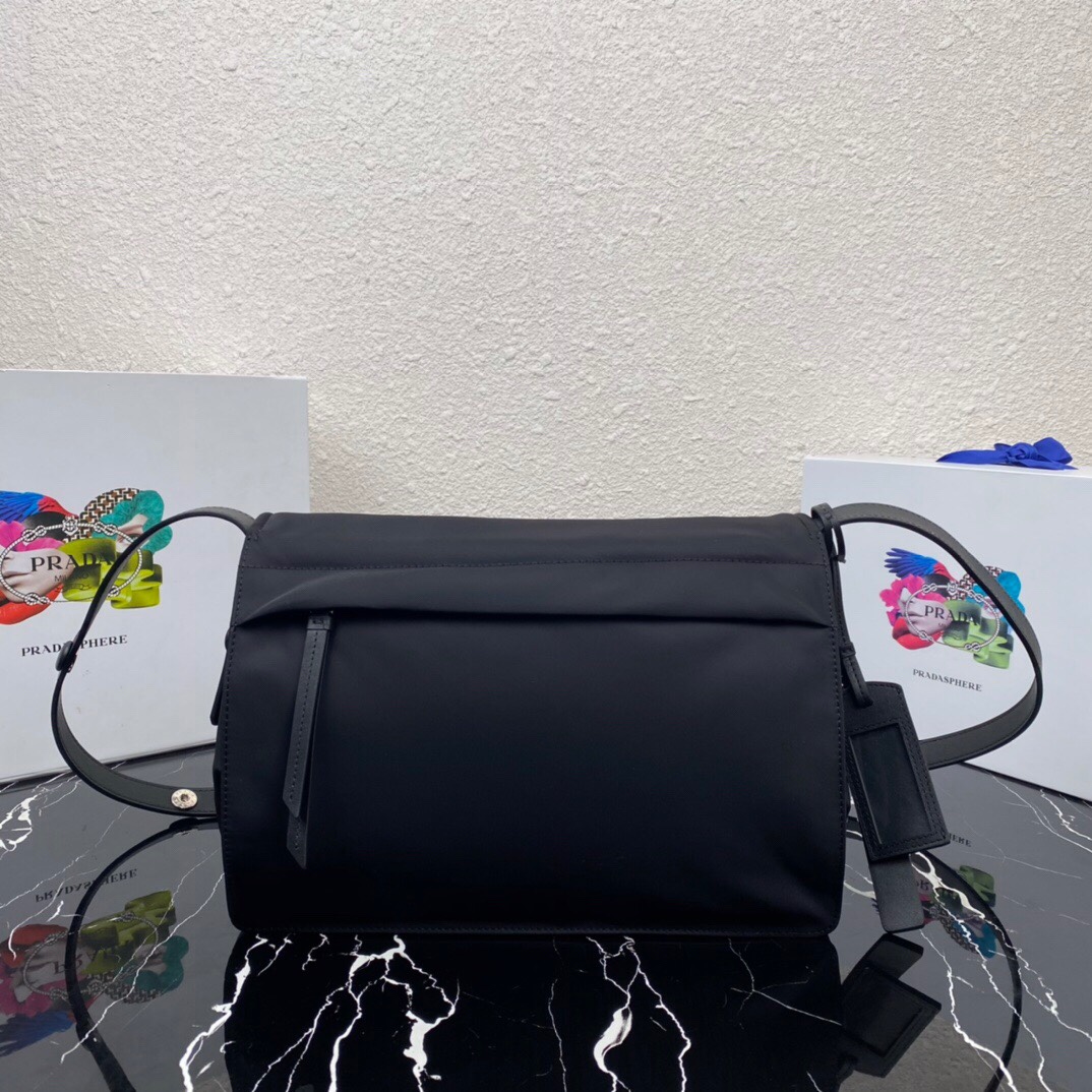 Pra*a  black medium padded re-nylon shoulder bag
